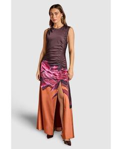 Женское атласное миди-платье с драпировкой и принтом Coast, Orange