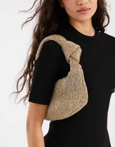 Гламурная тканая сумка-саквояж золотого цвета