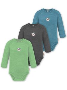 Normani Outdoor Sports Комплект из 3 детских боди с длинными рукавами из мериносовой шерсти, цвет Окленд, синий/антрацит/зеленый
