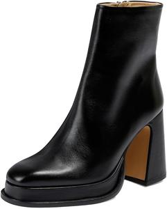 Женские ботильоны на платформе с массивным высоким каблуком, квадратным носком и боковой молнией, обувь для вечеринок, выпускного, вечера, размеры 4-16 US Wo wagas, Black