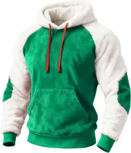 Мужская зимняя худи с цветными блоками из флиса Sherpa