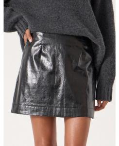Женская мини-юбка из лакированной кожи с эффектом кракелюра Hush, Black