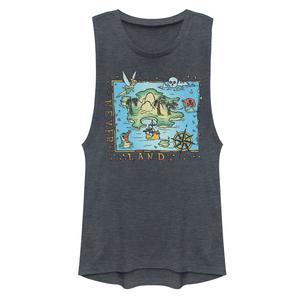 Футболка с мышцами для юниоров Disney «Питер Пэн Never Land Map» с винтажным плакатом Licensed Character