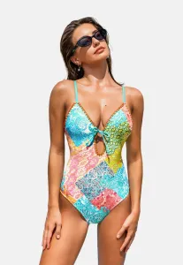 Яркий купальник с принтом и вырезами Cupshe, Blue Green Red