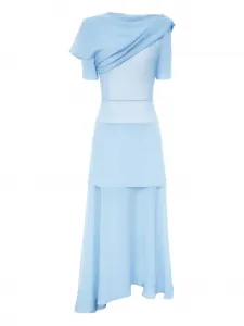 Платье миди асимметричного кроя с оборками Post Meridiem, синий