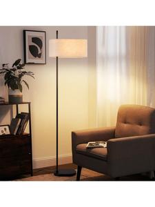 Напольная лампа черного цвета, 1 лампочка E27, тканевый абажур