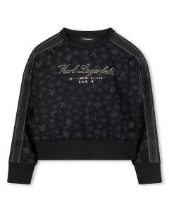 Детский свитер черного цвета с длинными рукавами Karl Lagerfeld Kids