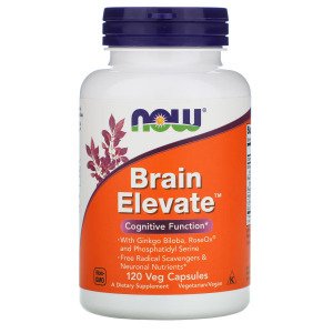 NOW Foods, Brain Elevate, поддержка здоровья мозга, 120 вегетарианских капсул