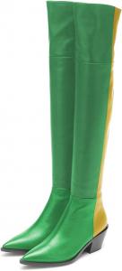 Женские повседневные высокие сапоги FSJ выше бедра, ботильоны выше колена, с заостренным закрытым носком, на низком массивном каблуке, кожаные, для вечеринок и клубов, осенне-зимняя обувь, размеры 4-15 US, Green Yellow