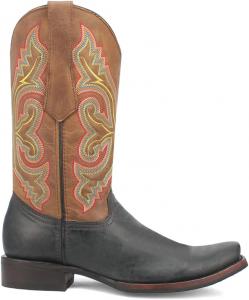 Мужские повседневные ботинки Dingo True Grit с квадратным носком и вышивкой, средняя голень - коричневые, красные