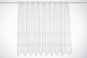 Шторы Kranzusch, шторы для кафе с вышивкой на вуали, 90x80 см (В/Ш), белые, шторы для бистро, кухонные шторы, 1 упаковка Gardinen Kranzusch