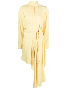 Драпированное платье-рубашка асимметричного кроя Viktor & Rolf, желтый