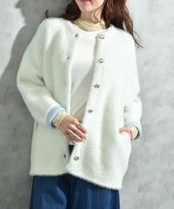 Пальто из ворсистой вязки, подобранное по цвету Interplanet, цвет Off White