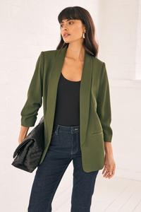 Свободный блейзер с присборенными рукавами Next, зеленый
