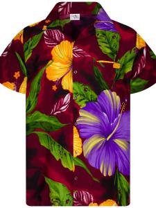 Рубашка King Kameha Big Flower, бордовый