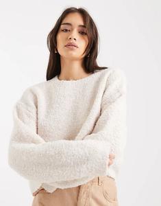 Свободный джемпер Miss Selfridge из букле кремового цвета