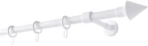 Карниз для штор GARESA "BASE", 1 направляющая, желаемая длина, комплект для штор, пластик, выдвижной, наконечник, с кольцами 230 см, Ø 20 мм, белый