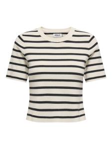 Футболка Only ONLFIE 2/4 PULLOVER CC KNT, бежевый/черный