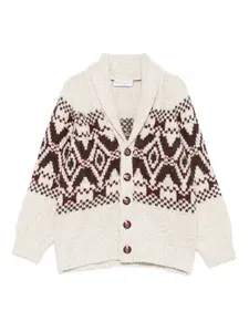 Кардиган с узором Brunello Cucinelli Kids, нейтральный