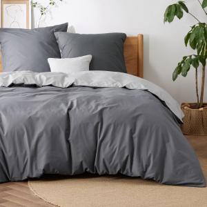 Комплект постельного белья Bedsure, 3 предмета, 220х240/80x80 см, антрацит/серый