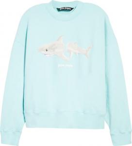 Толстовка Palm Angels White Shark Crew 'Light Blue', синий