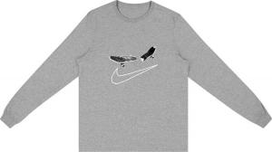 Футболка Cactus Jack by Travis Scott For Nike SB Smile Long-Sleeve T-Shirt II 'Heather Grey', серый