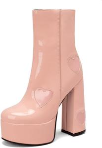 Женские модные ботильоны MFairy из лакированной кожи на платформе с массивным высоким каблуком, Pink