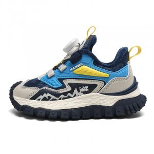 Детские противоскользящие термостойкие устойчивые к ударам и истиранию низкие кроссовки для бега Kids' Mulinsen, mls8058 темно-синий серый[thick cotton thermal]