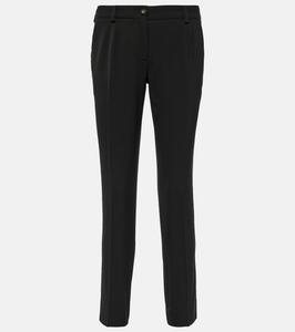 Низкие узкие брюки из шерстяной смеси Dolce&Gabbana, черный