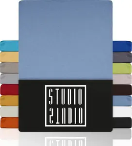 Простыня на резинке Basic 160х200 см, 100% гребенной хлопок, фирменное качество, трикотаж - светло-голубой STUDIO