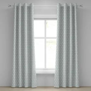 Штора на люверсах ABAKUHAUS цвета слоновой кости и синего цвета, круги и полосы в пастельных тонах, абстрактный геометрический рисунок, декоративные двухпанельные шторы, 280 см x 225 см, серо-голубой и цвет слоновой кости Abakuhaus