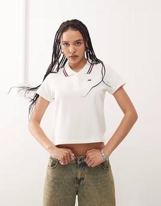 Поло с короткими рукавами и логотипом Obey Dual в кремово-белом цвете