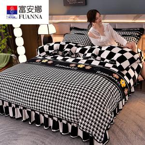 Fuanna Пододеяльник 220х240 см из утолщенного молочного велюра, клетка