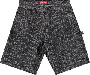 Шорты Supreme Warp Jacquard Logos Denim Painter Short 'Black', черный