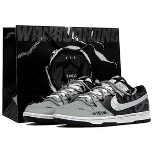 Dunk Retro Ten Thousand Flowers, Virtual Realm, Shopping Bag, устойчивые к истиранию, низкие кеды для скейтбординга unisex Nike, черный/серый