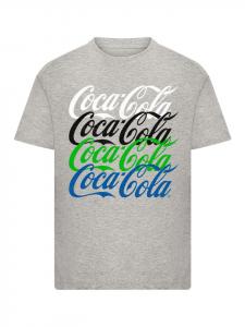 Футболка с повторяющимся логотипом Coca Cola в пестром сером цвете F4NT4STIC