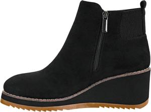 Ботильоны Corkys Footwear Apple Sauced с клиновидным каблуком, каблук 2,25 дюйма, мягкие амортизирующие стельки из ЭВА для ношения в течение всего дня, полноценная внутренняя молния с эластичной манжетой сверху, Black Faux Suede