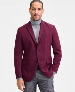 Мужской спортивный пиджак приталенного кроя из однотонной ткани Techni-Cole Kenneth Cole Reaction, Burgundy