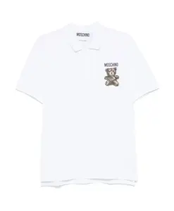 Футболка-Поло с логотипом плюшевого медведя Moschino, белый