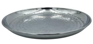 Декоративная тарелка Meinposten Hammerschlag, серебро - металл - 36 х 4 х 36 см