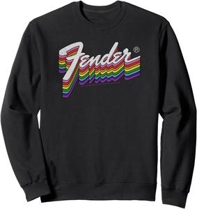 Толстовка Fender с классическим логотипом и радужным эффектом дрэгирования, черная
