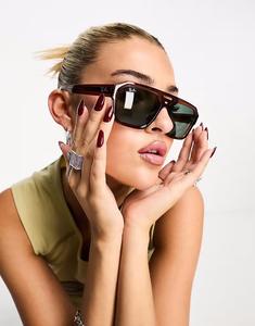 Солнцезащитные очки Corrigan Aviator коричневого цвета с зелеными линзами Ray-Ban