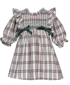 Детский комплект для девочек из двух предметов: платье в складку с рюшами на воротнике и клетчатые трусики Bonnie Baby, мультиколор