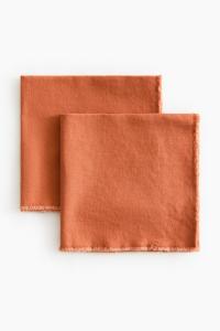 Салфетка H&M Linen Textile, 2 штуки, 40X40 см, оранжевый