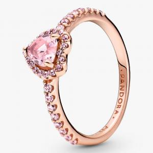 Кольцо Pandora Sparkling Elevated Heart, розовое золото/розовый