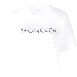 Moncler Женская белая футболка с круглым вырезом, умеренно прямой крой