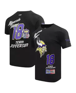 Мужская футболка Justin Jefferson Black Minnesota Vikings Fast Lane с именем и номером игрока Pro Standard