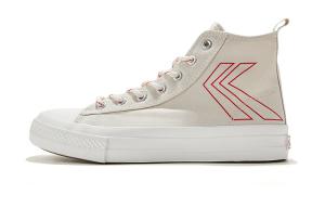 Высокие кеды из холста унисекс бежево-красные Feiyue, экрю