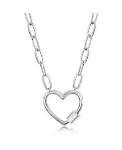 Ожерелье из стерлингового серебра с карабином в форме скрепки Simona, silver