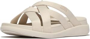 Женские сандалии FitFlop, модель F-Mode Go с плоской подошвой и ремешками, бежевый